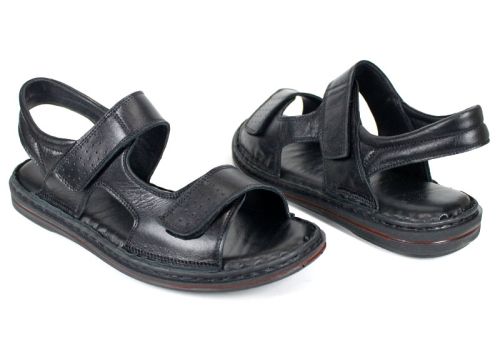 Sandale barbatesti din piele naturala de culoare neagra - model Vladi