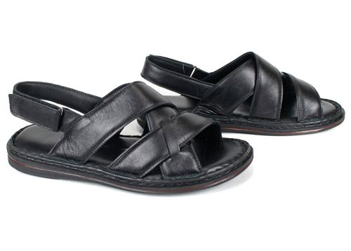 Sandale bărbătești Notte Vario din piele naturală, negre