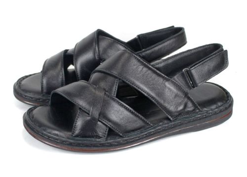 Sandale bărbătești Notte Vario din piele naturală, negre