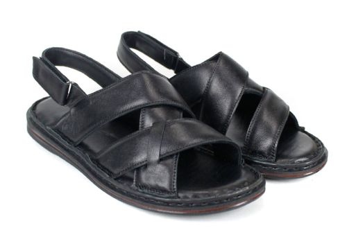 Sandale bărbătești Notte Vario din piele naturală, negre