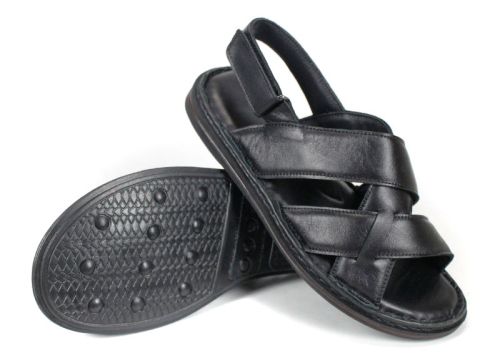 Sandale bărbătești Notte Vario din piele naturală, negre