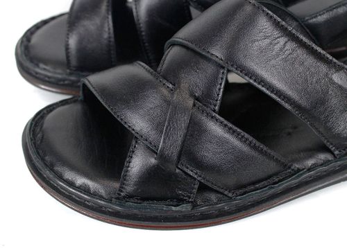 Sandale bărbătești Notte Vario din piele naturală, negre