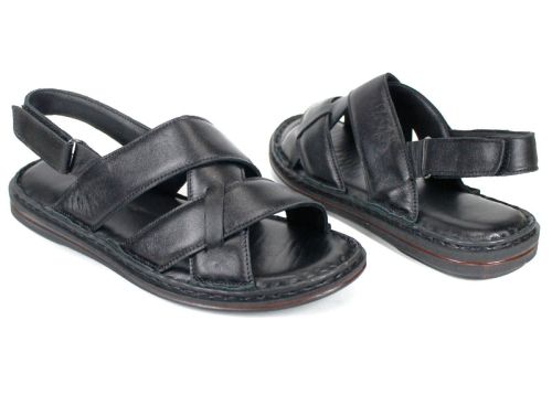 Sandale bărbătești Notte Vario din piele naturală, negre