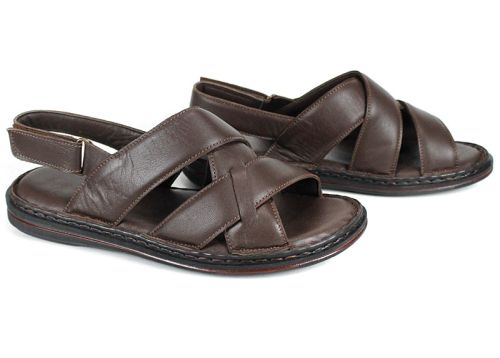 Sandale bărbătești Notte Vario din piele naturală maro închis