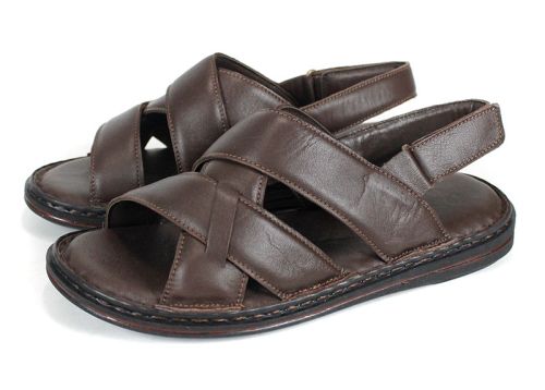 Sandale bărbătești Notte Vario din piele naturală maro închis