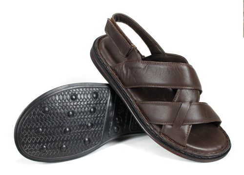 Sandale bărbătești Notte Vario din piele naturală maro închis