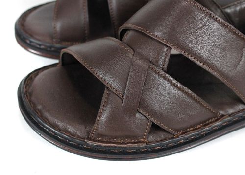 Sandale bărbătești Notte Vario din piele naturală maro închis