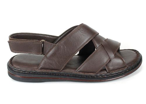 Sandale bărbătești Notte Vario din piele naturală maro închis