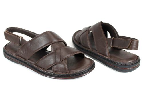 Sandale bărbătești Notte Vario din piele naturală maro închis