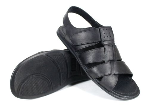 sandale bărbați Mare Blu negre piele naturală