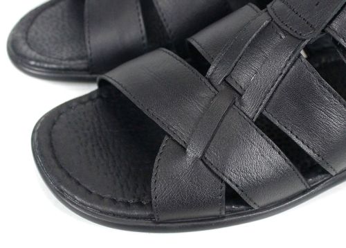 sandale bărbați Mare Blu negre piele naturală