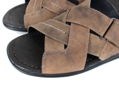 Nero Flexo – papuci bărbătești maro din piele cu velcro