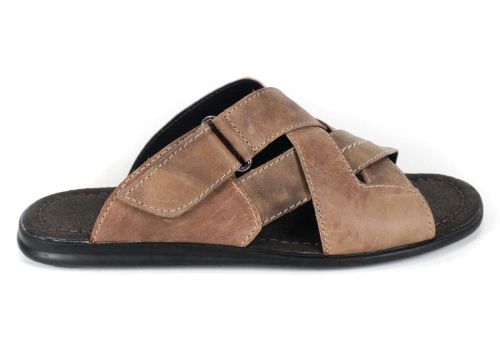 Nero Flexo – papuci bărbătești maro din piele cu velcro