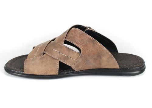 Nero Flexo – papuci bărbătești maro din piele cu velcro