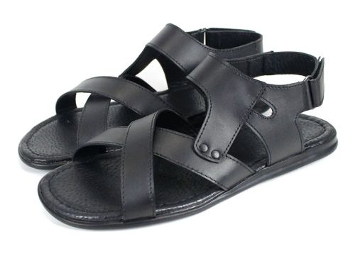 Sandale bărbătești din piele naturală de culoare neagră Nero Classico