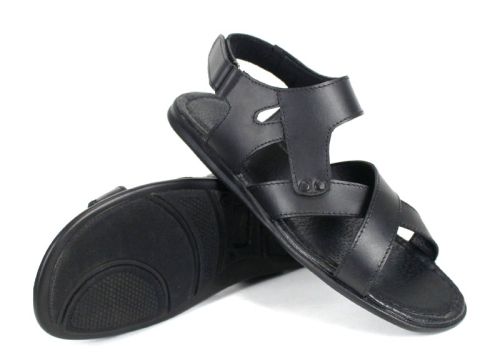 Sandale bărbătești din piele naturală de culoare neagră Nero Classico