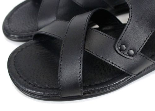 Sandale bărbătești din piele naturală de culoare neagră Nero Classico