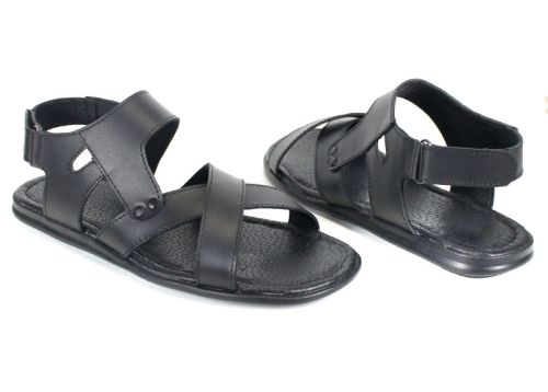 Sandale bărbătești din piele naturală de culoare neagră Nero Classico