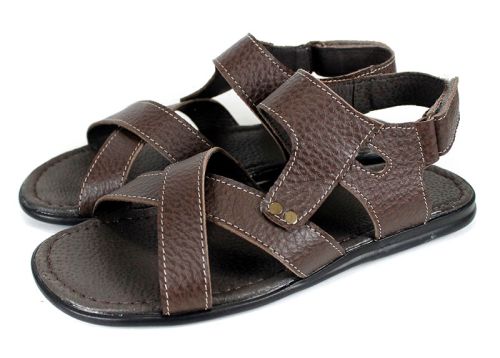 Sandale barbatesti din piele naturala de culoare neagra - model Vladi