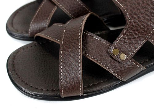 Sandale barbatesti din piele naturala de culoare neagra - model Vladi