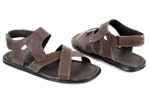 Sandale barbatesti din piele naturala de culoare neagra - model Vladi