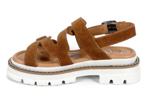 sandale damă Terra Rise din piele întoarsă scorțișoară cu talpă albă