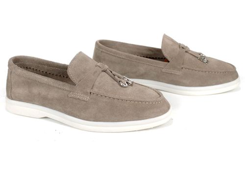 Mystica – mocasini damă din velur bej nisipiu