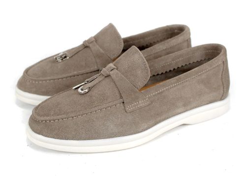 Mystica – mocasini damă din velur natural bej nisipiu