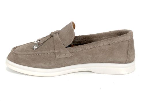 Mystica – mocasini damă din velur natural bej nisipiu