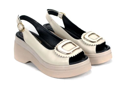 Velura Alto sandale damă bej piele naturală