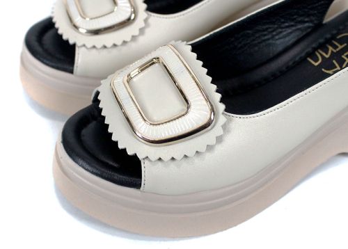 Velura Alto sandale damă bej piele naturală