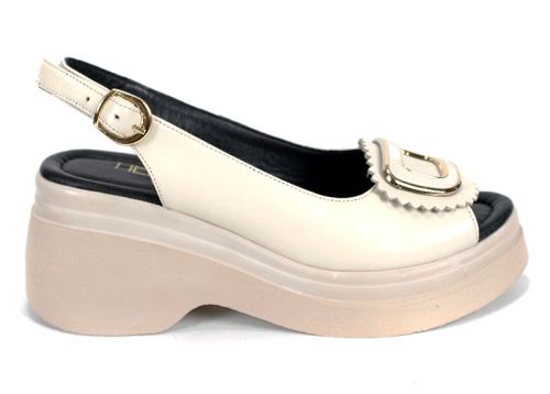 Velura Alto sandale damă bej piele naturală