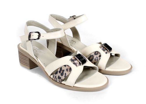 sandale elegante Savana Chic din piele naturală cu detaliu leopard