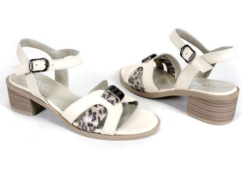 sandale elegante Savana Chic din piele naturală cu detaliu leopard