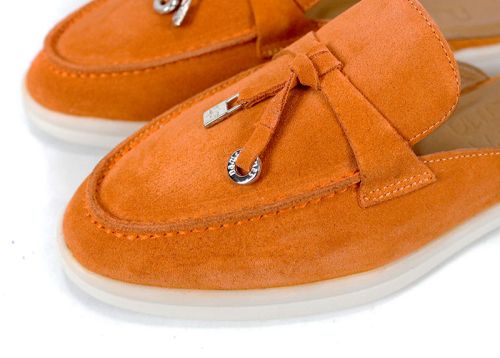 Mocasini damă Duna Beige portocalii din velur