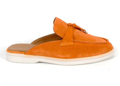 Mocasini damă Duna Beige portocalii din velur