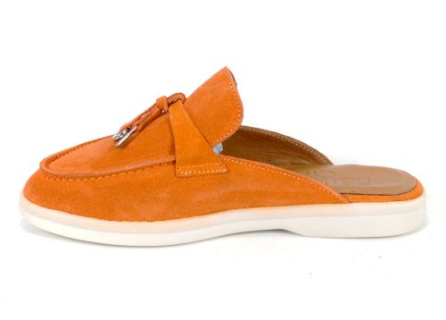 Mocasini damă Duna Beige portocalii din velur