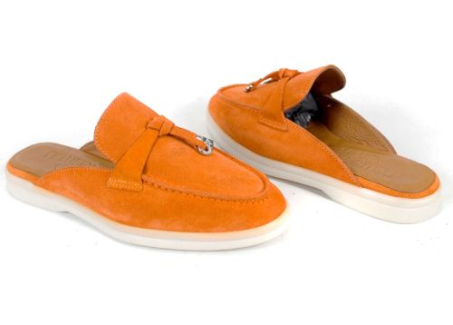 Mocasini damă Duna Beige portocalii din velur