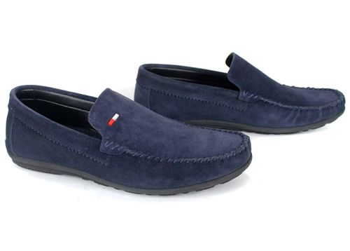 Mocasini Miro Classico piele întoarsă bleumarin