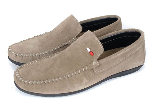 Moccasini Miro Classico vizon din piele întoarsă pentru bărbați