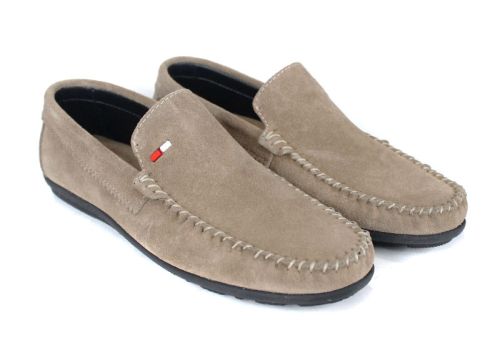 Moccasini Miro Classico vizon din piele întoarsă pentru bărbați