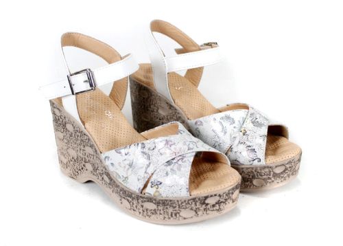 Sandale Flora Rise piele imprimeu floral