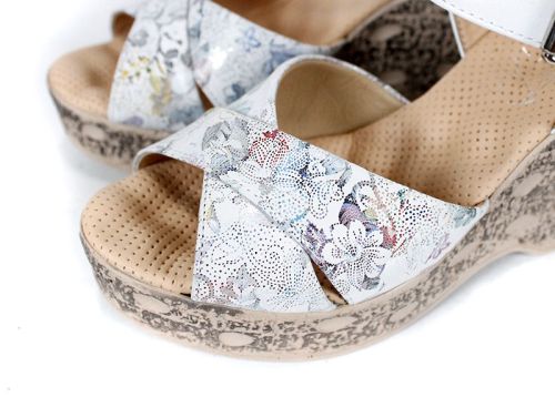 Sandale Flora Rise piele imprimeu floral