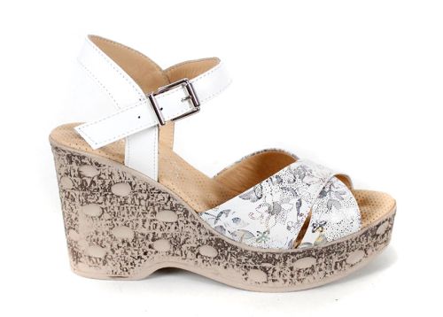 Sandale Flora Rise piele imprimeu floral