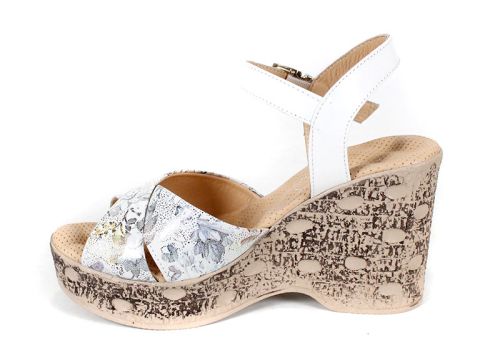 Sandale Flora Rise piele imprimeu floral