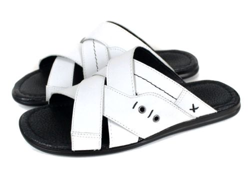 Teodor papuci bărbați piele naturală albă