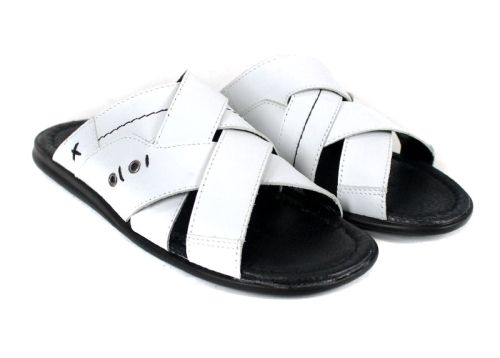 Teodor papuci bărbați piele naturală albă