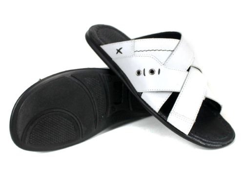 Teodor papuci bărbați piele naturală albă