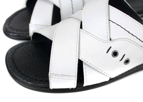 Teodor papuci bărbați piele naturală albă