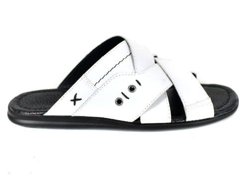 Teodor papuci bărbați piele naturală albă